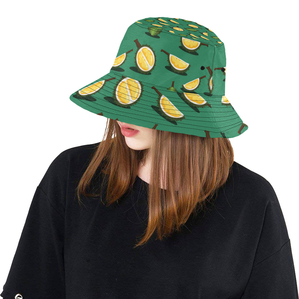 Durian pattern green background Unisex Bucket Hat