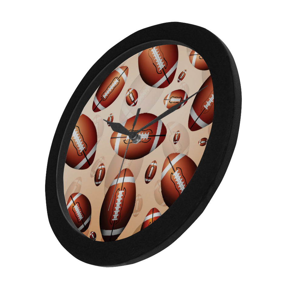 American football ball design pattern Elegant Black Wall Clock