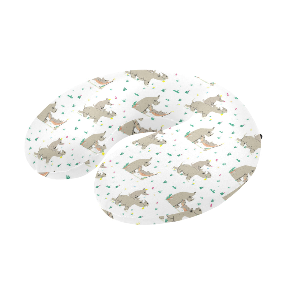 Cute Rhino pattern background U-Shaped Travel Neck Pillow