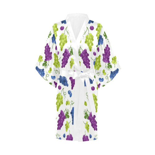 Grape pattern Women's Short Kimono Robe