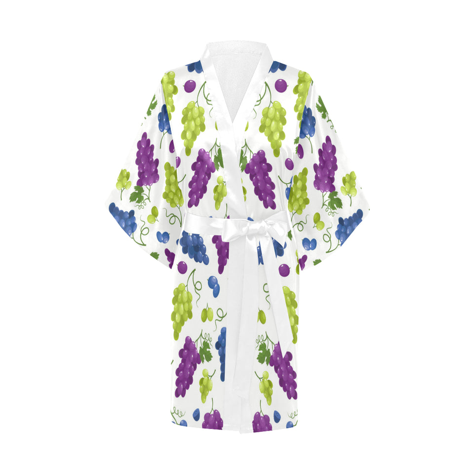 Grape pattern Women's Short Kimono Robe