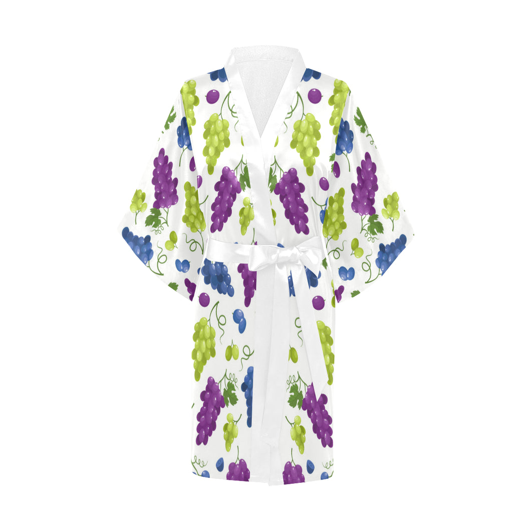 Grape pattern Women's Short Kimono Robe