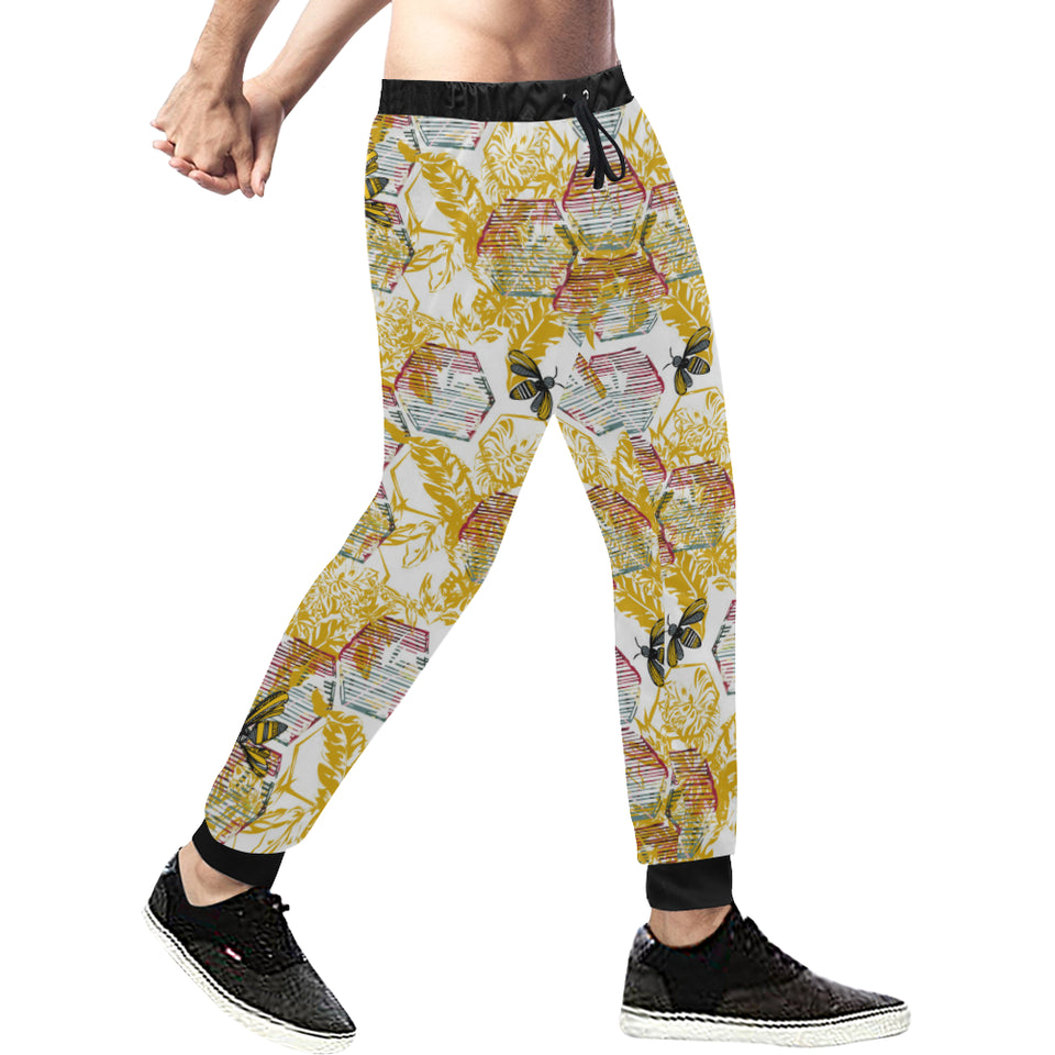 Cool Bee honeycomb leaves pattern Unisex Casual Sweatpants