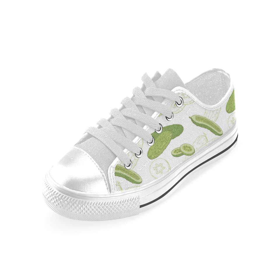 Cucumber sketch pattern Men's Low Top Canvas Shoes White