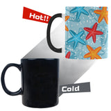 Blue red orange starfish pattern Morphing Mug Heat Changing Mug