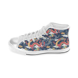 Blue red dragon cloud pattern Women's High Top Canvas Canvas Shoes White