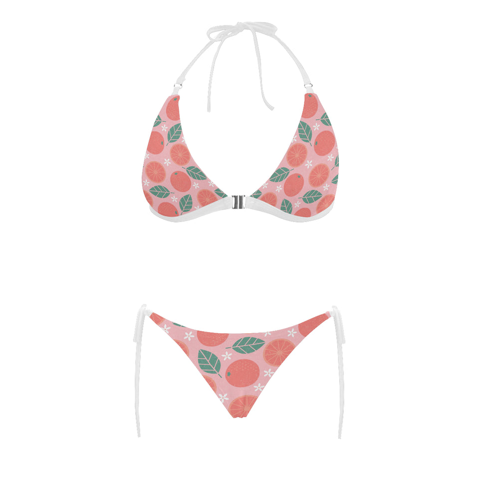 Grapefruit leaves flower pink background Sexy Bikinis Two-Piece Swimsuits