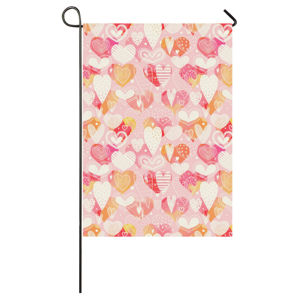 Hand drawn heart design pattern House Flag Garden Flag