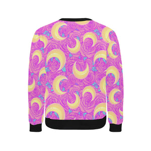 Moon pink rose background Men's Crew Neck Sweatshirt