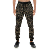 luxurious gold lotus waterlily black background Unisex Casual Sweatpants