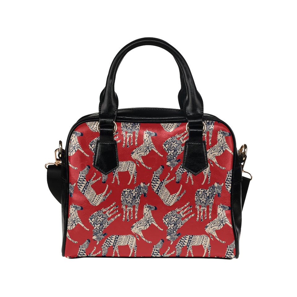 Zebra abstract red background Shoulder Handbag