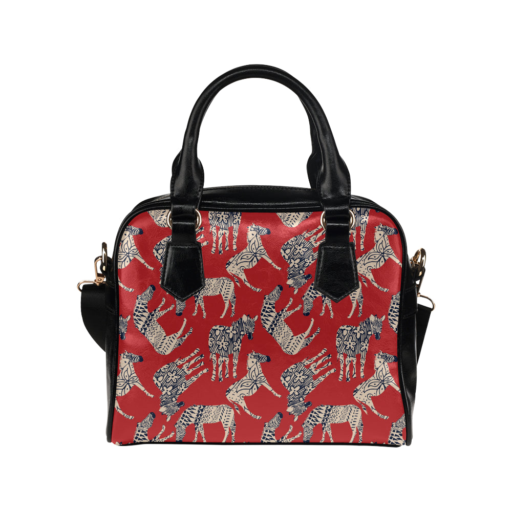 Zebra abstract red background Shoulder Handbag