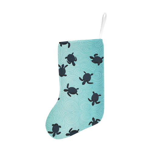 Sea turtle with blue ocean backgroud Christmas Stocking