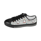 Cute Penguin christmas pattern Kids' Boys' Girls' Low Top Canvas Shoes Black