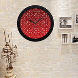 Snowflake pattern red background Elegant Black Wall Clock