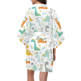 Cute funny kids dinosaurs pattern Women's Short Kimono Robe