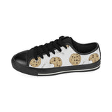 Sketch style cookie pattern Men's Low Top Canvas Shoes Black