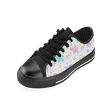 colorful unicorn rainbow heart pattern Men's Low Top Canvas Shoes Black