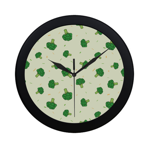 Broccoli pattern Elegant Black Wall Clock