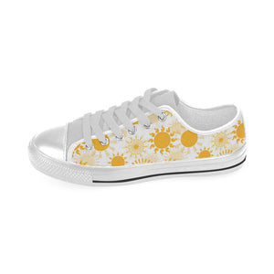 Sun design pattern Men's Low Top Shoes White