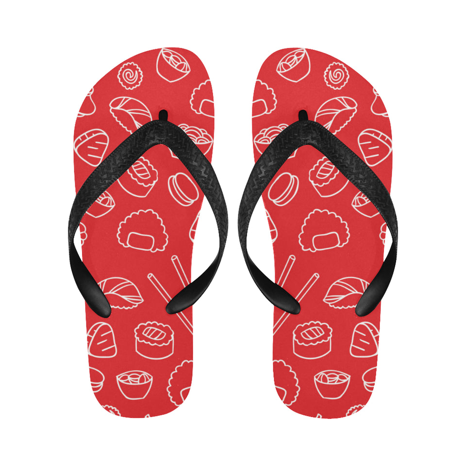 sushi pattern red background Unisex Flip Flops