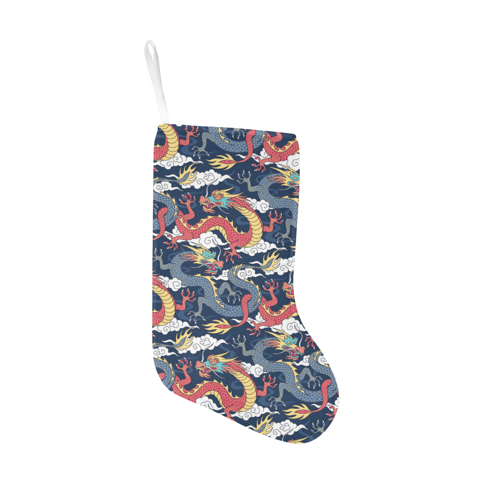Blue red dragon cloud pattern Christmas Stocking
