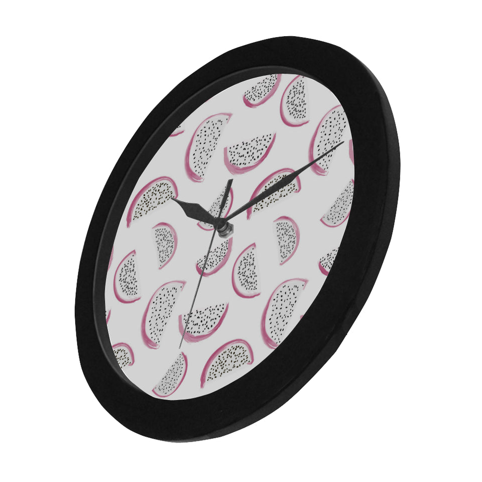 dragon fruit pattern Elegant Black Wall Clock