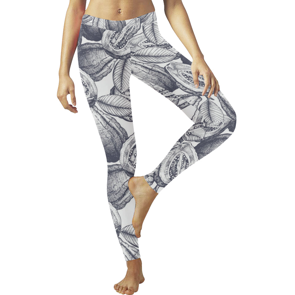Guava tropical hand drawn pattern Women's Legging Fulfilled In US