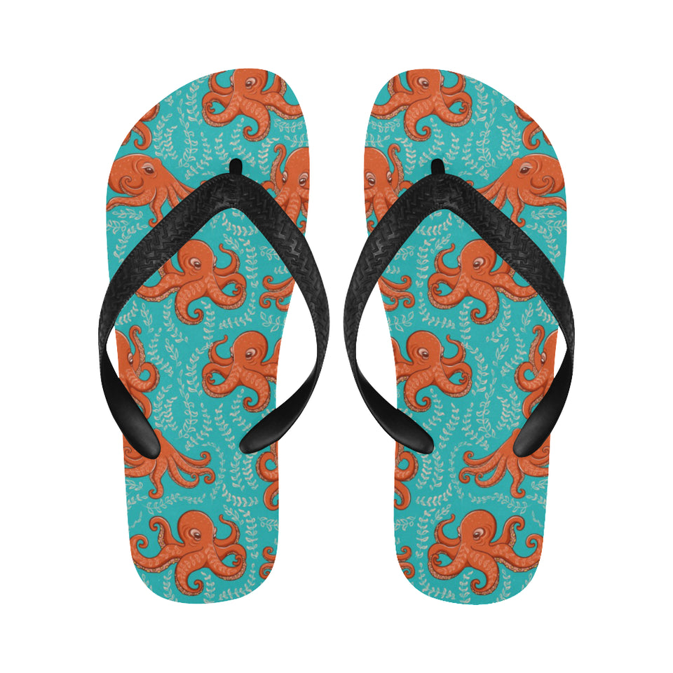 Octopus turquoise background Unisex Flip Flops