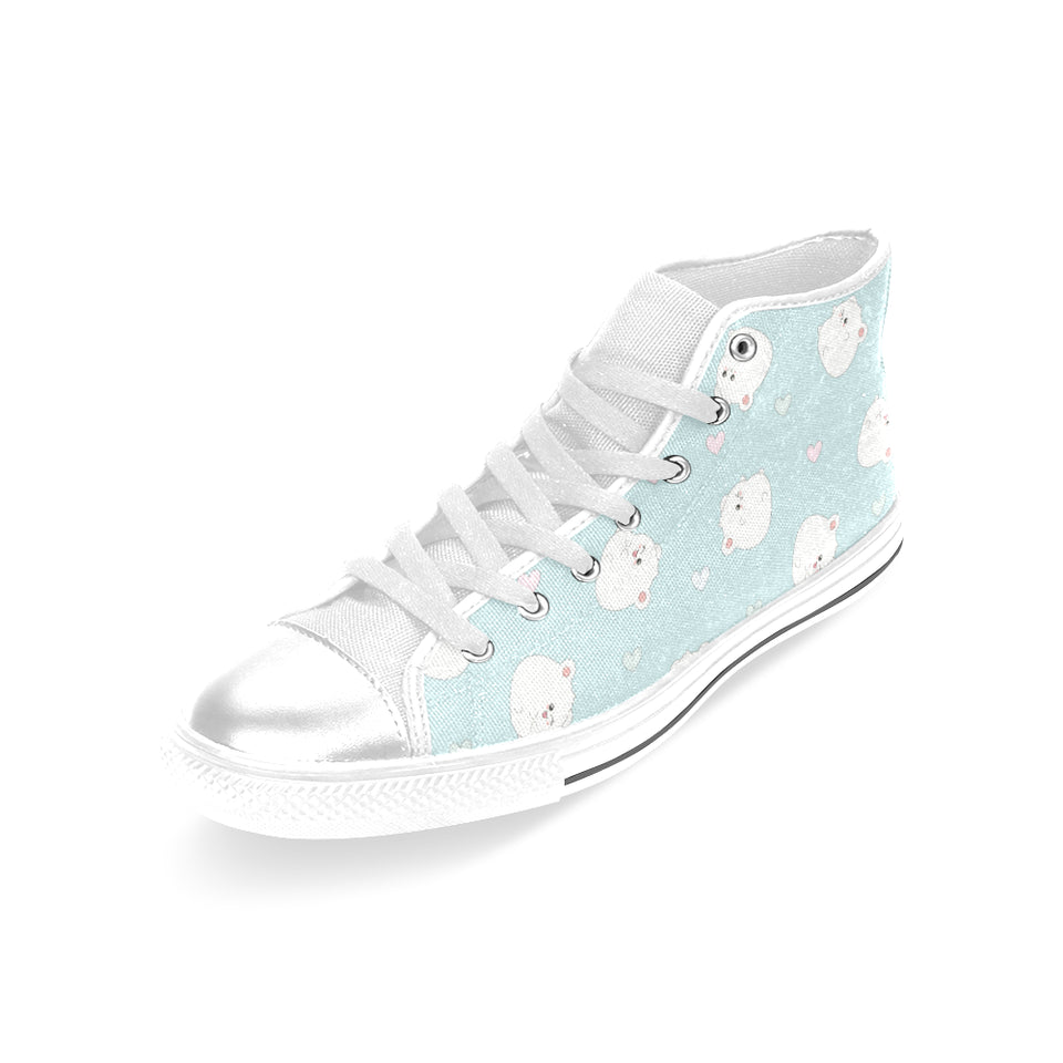 White cute hamsters heart pattern Women's High Top Canvas Shoes White