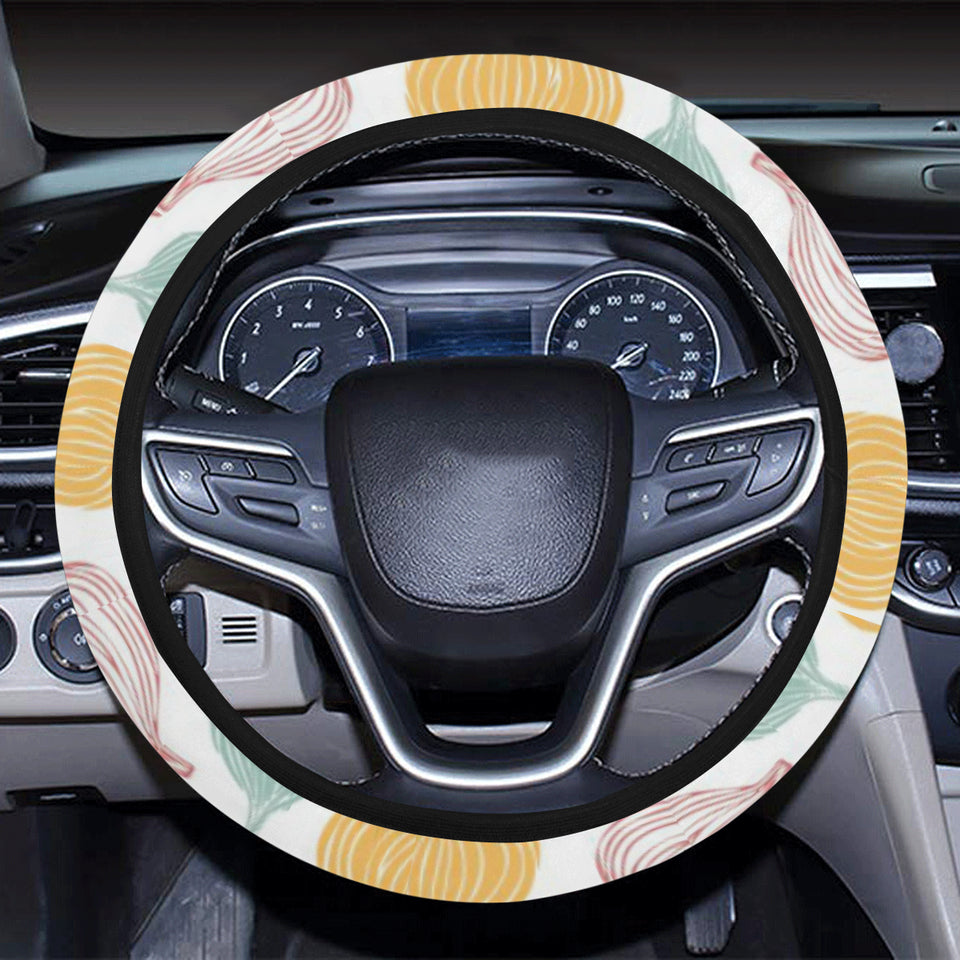 colorful onions white background Car Steering Wheel Cover