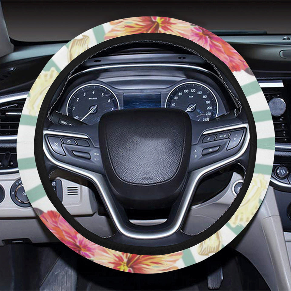 Colorful orchid flower pattern Car Steering Wheel Cover