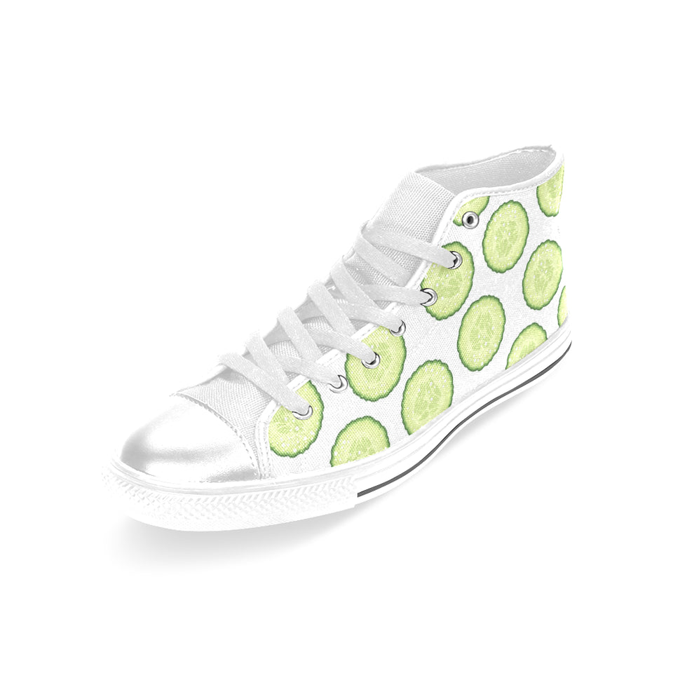 Cucumber slices pattern Women's High Top Canvas Shoes White