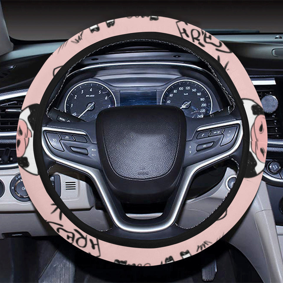 Cows milk product pink background Car Steering Wheel Cover