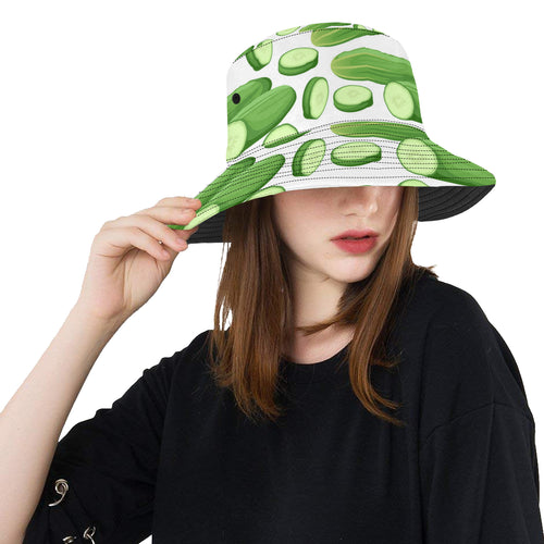 cucumber whole slices pattern Unisex Bucket Hat