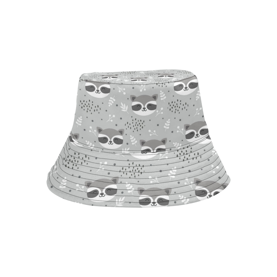 Cute raccoons leaves dot Unisex Bucket Hat