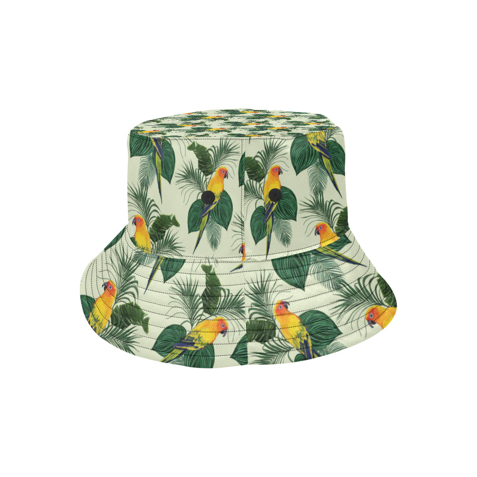 Beautiful parrot palm leaves pattern Unisex Bucket Hat