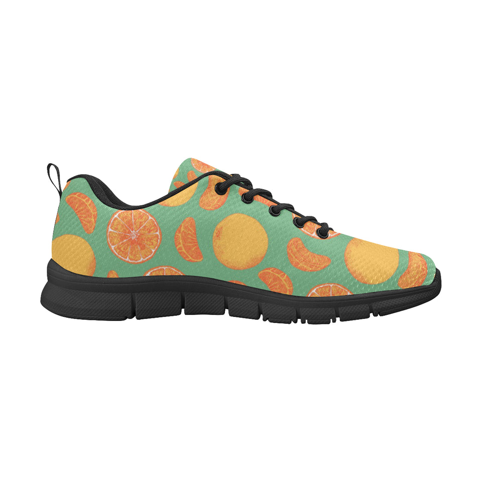 orange fruit pattern green background Women's Sneaker Shoes