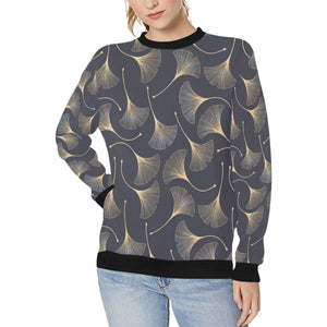 Gold ginkgo leaves Women's Crew Neck Sweatshirt