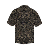 luxurious gold lotus waterlily black background Men's All Over Print Hawaiian Shirt