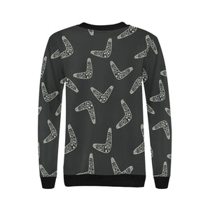 Hand drawn boomerang Australian aboriginal ornamen Women's Crew Neck Sweatshirt