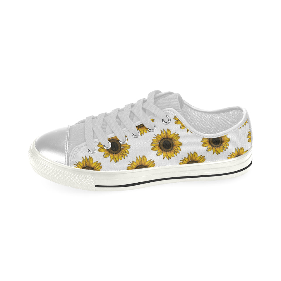 sunflowers design pattern Women's Low Top Canvas Shoes White
