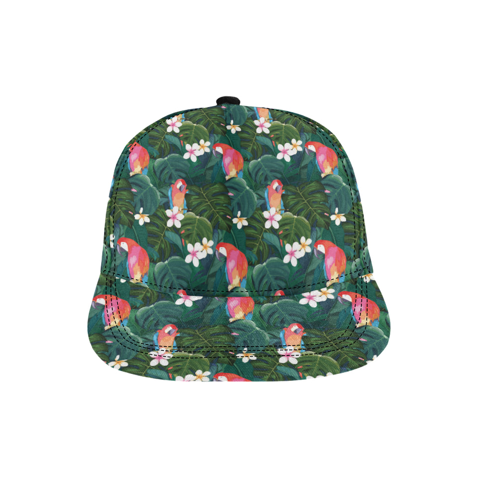 Parrot Palm tree leaves flower hibiscus pattern All Over Print Snapback Cap