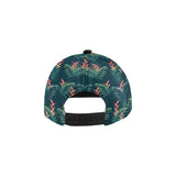 heliconia flowers, palm and monstera leaves on bla All Over Print Snapback Cap