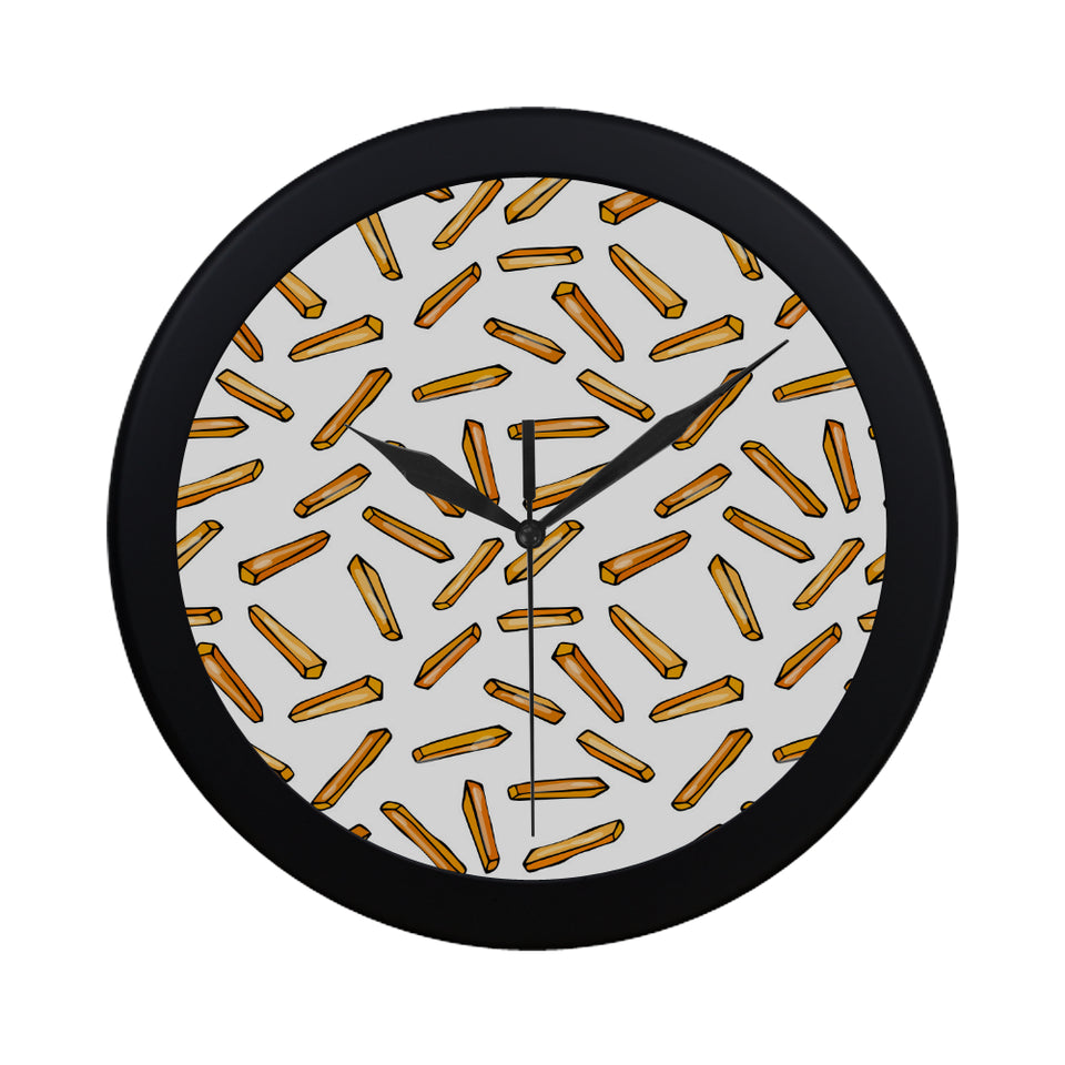 French fries potato pattern Elegant Black Wall Clock