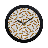 French fries potato pattern Elegant Black Wall Clock