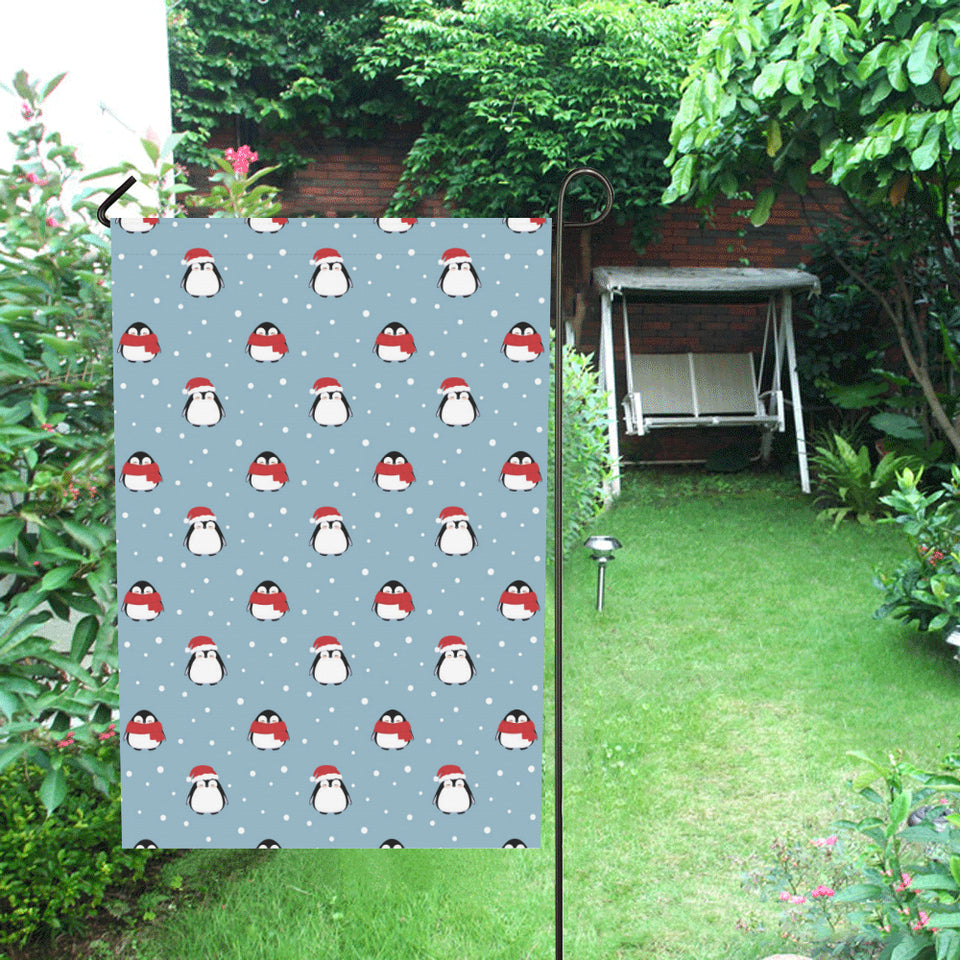 Cute penguin christmas snow pattern House Flag Garden Flag