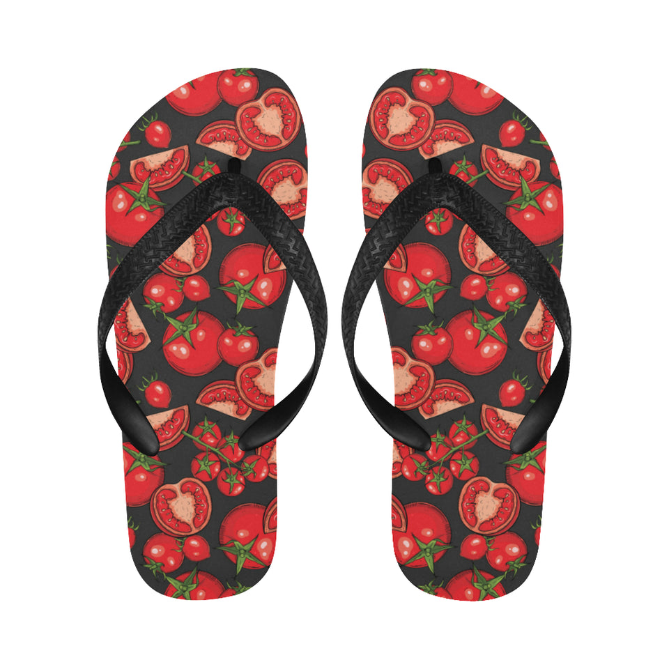 Tomato black background Unisex Flip Flops