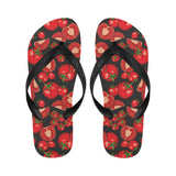 Tomato black background Unisex Flip Flops