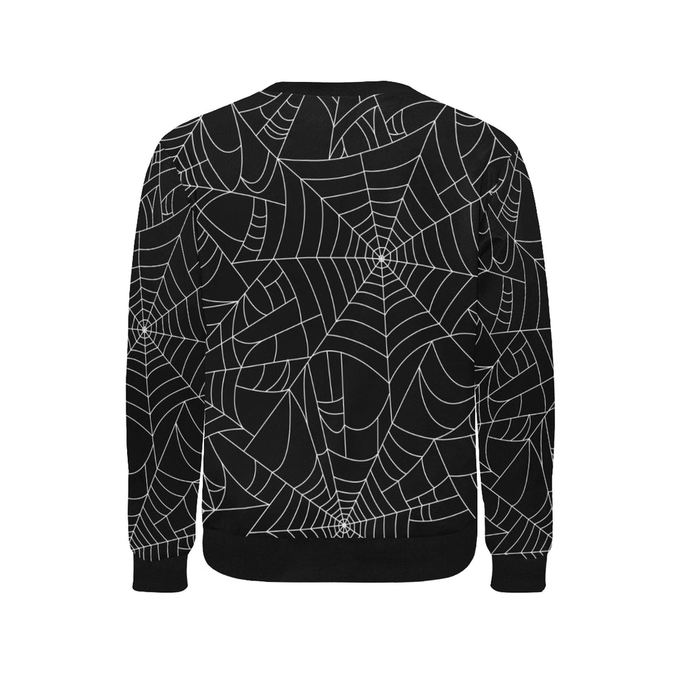Spider web pattern Black background white cobweb Men's Crew Neck Sweatshirt